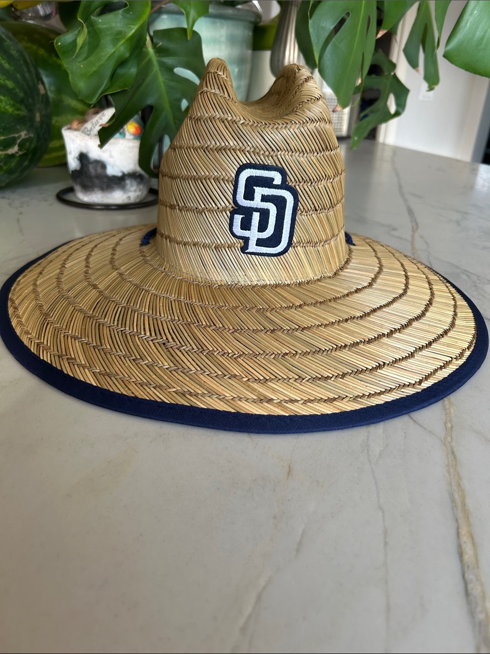 San Diego Padres Straw Sun Hat - Natural with Navy Trim